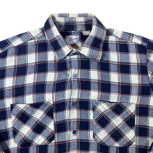Load image into Gallery viewer, Vintage Friendship Navy White Red Plaid Check Long Sleeve Flannel Shirt
