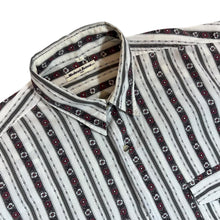 Load image into Gallery viewer, Vintage Weekend Retreat Floral Patterned Striped Long Sleeve Cotton Shirt