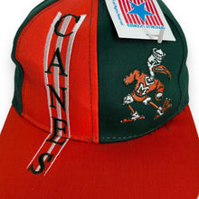 Load image into Gallery viewer, Deadstock Vintage Drew Pearson (1992) NCAA MIAMI HURRICANES Colour Block Embroidered Baseball Cap