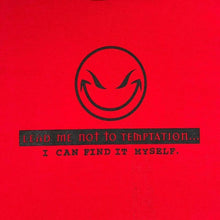 Load image into Gallery viewer, Vintage Lead Me Not To Temptation Skater Novelty Spellout Graphic Red T-Shirt