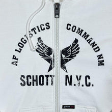 Load image into Gallery viewer, SCHOTT NYC Logo Spellout Graphic White Zip Hoodie