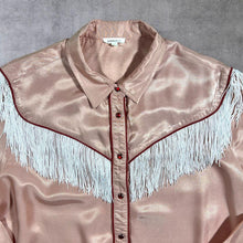 Load image into Gallery viewer, Love Stories Cowboy Western Pink White Tasselled Viscose Popper Long Sleeve Shirt