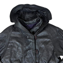 Load image into Gallery viewer, Vintage 90's SINAN LEDER Made In Turkey Genuine Real Black Leather Hooded Jacket