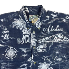 Load image into Gallery viewer, Early 00's BIG DOGS Hawaiian Tropical Map Patterned Polyester Rayon Open Collar Short Sleeve Shirt