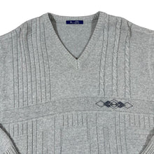Load image into Gallery viewer, BHS Grandad Patterned Classic Cotton Acrylic Knit V-Neck Sweater Jumper