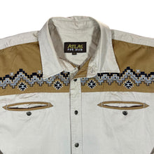 Load image into Gallery viewer, ATLAS FOR MEN Cowboy Western Embroidered Shoulder Panel Cream Long Sleeve Shirt
