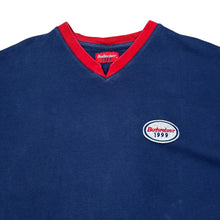 Load image into Gallery viewer, Vintage BUDWEISER (1999) Embroidered Mini Patch Logo V-Neck Ringer T-Shirt