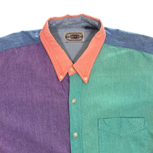 Load image into Gallery viewer, Vintage 90's County Seat Vibrant Colour Block Cotton Long Sleeve Button-Up Shirt
