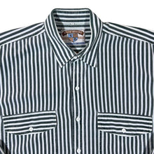 Load image into Gallery viewer, Vintage 90's Smith Brooks Green Grey White Striped Long Sleeve Cotton Shirt