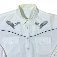 Load image into Gallery viewer, Vintage Cowboy Western Embroidered Eagle White Pearl Snap Popper Long Sleeve Shirt
