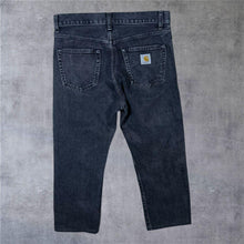 Load image into Gallery viewer, Carhartt WIP "Pontiac Pant" Washed Black Denim Loose Straight Regular Fit Jeans