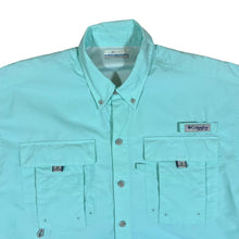 Load image into Gallery viewer, COLUMBIA PFG Fishing Omni-Shade Turquoise Short Sleeve Utility Shirt