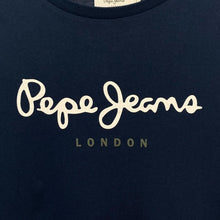 Load image into Gallery viewer, Pepe Jeans London Logo Spellout Graphic Long Sleeve Navy Blue T-Shirt