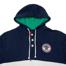 Load image into Gallery viewer, Early 00’s NAUTICA Colour Block Embroidered Spellout 1/4 Button Pullover Hoodie