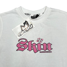 Load image into Gallery viewer, Early 00's SKIN INDUSTRIES Gothic Biker Tattoo Y2K Logo Spellout Graphic T-Shirt