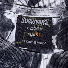 Load image into Gallery viewer, Early 00’s Survivors Gothic Fantasy Skull Graphic Bleach Tie Dye Effect T-Shirt