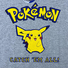 Load image into Gallery viewer, Vintage Nintendo Pokemon (1999) “Catch ‘Em All!” Pikachu Grey T-Shirt