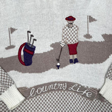 Load image into Gallery viewer, Vintage 90's HONEY "Country Life" Embroidered Golf Spellout Acrylic Nylon Knit Collared Sweater Jumper