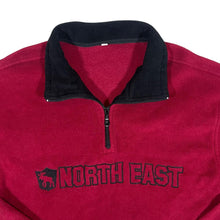 Load image into Gallery viewer, Vintage NORTH EAST Embroidered Spellout Red 1/4 Zip Pullover Fleece Sweatshirt