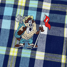 Load image into Gallery viewer, Vintage WARNER BROS STUDIO STORE (1997) Looney Tunes Taz Bugs Bunny Golf Checked Button-Up Shirt