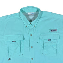 Load image into Gallery viewer, COLUMBIA PFG Omni-Shade Fishing Outdoor Turquoise Short Sleeve Button-Up Shirt