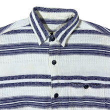 Load image into Gallery viewer, Vintage Natural Life Style C&A Blue White Striped Short Sleeve Flannel Cotton Shirt