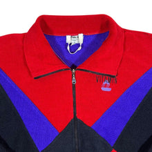 Load image into Gallery viewer, Vintage ERBACHER Embroidered Mini Logo Colour Block Zip Fleece Sweatshirt