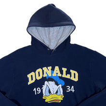 Load image into Gallery viewer, DISNEY "DONALD" Donald Duck Embroidered Spellout Navy Blue Pullover Hoodie