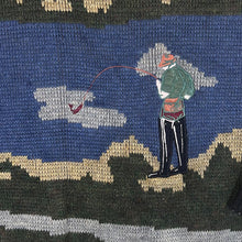 Load image into Gallery viewer, Vintage 90's DEUCE Embroidered Fishing Patterned Acrylic Knit Sweater Jumper