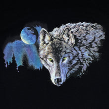 Load image into Gallery viewer, Wolf Full Moon Animal Nature Wildlife Graphic Black Short Sleeve T-Shirt