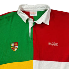Load image into Gallery viewer, Vintage DRAMBUIE Embroidered Crest Logo Colour Block Long Sleeve Rugby Polo Shirt