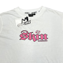 Load image into Gallery viewer, Early 00's SKIN INDUSTRIES Gothic Biker Tattoo Y2K Logo Spellout Graphic T-Shirt