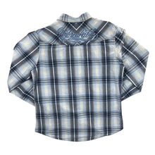 Load image into Gallery viewer, Zoo York Cowboy Western Skater Blue Check Popper Button Long Sleeve Shirt