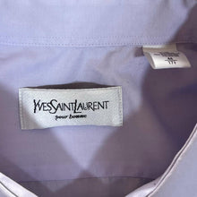 Load image into Gallery viewer, Early 00's YVES SAINT LAURENT YSL Classic Purple Embroidered Mini Logo Long Sleeve Dress Shirt