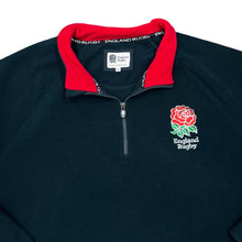 Load image into Gallery viewer, ENGLAND RUGBY Embroidered Rose Logo Spellout 1/4 Zip Pullover Fleece Sweatshirt