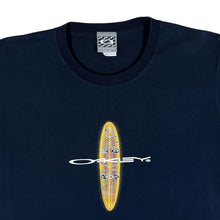 Load image into Gallery viewer, Vintage OAKLEY Software Surfboard Logo Spellout Graphic Navy T-Shirt