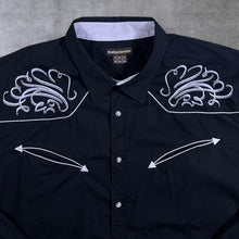 Load image into Gallery viewer, Atlas For Men Cowboy Western Black White Cotton Long Sleeve Shirt