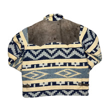 Load image into Gallery viewer, Vintage 90's Suede Leather Panel Aztec Navajo Patterned Wool Toggle Bomber Jacket