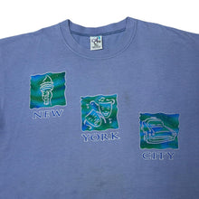 Load image into Gallery viewer, Vintage 90's Cal Cru NEW YORK CITY Souvenir Spellout Graphic Striped Single Stitch T-Shirt