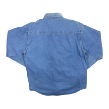 Load image into Gallery viewer, Vintage Embroidered Eagle Panel Cowboy Western Blue Denim Popper Long Sleeve Shirt