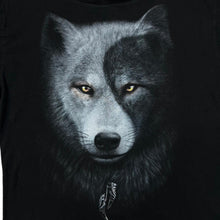 Load image into Gallery viewer, Early 00's SPIRAL DIRECT Gothic Wolf Animal Portrait Wildlife Graphic Rolled Sleeve T-Shirt