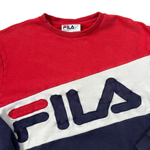 Load image into Gallery viewer, FILA Embroidered Big Logo Spellout Colour Block Crewneck Sweatshirt
