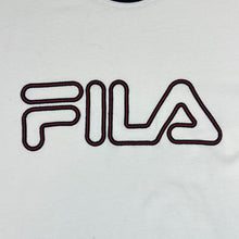 Load image into Gallery viewer, Vintage FILA Classic Embroidered Big Logo Spellout Short Sleeve Ringer T-Shirt