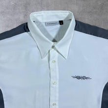 Load image into Gallery viewer, Early 00's Clockhouse Gothic Tribal Y2K Grey White Colour Block Short Sleeve Shirt