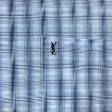 Load image into Gallery viewer, Vintage YVES SAINT LAURENT YSL Classic Plaid Check Pocket Logo Short Sleeve Button-Up Shirt