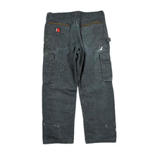 Load image into Gallery viewer, WRANGLER Riggs Workwear Classic Black Cargo Carpenter Distressed Trousers