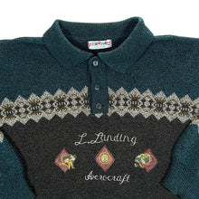 Load image into Gallery viewer, Vintage 90's FERRARO Italian Knit Embroidered Patterned Collared Sweater Jumper
