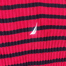 Load image into Gallery viewer, Nautica Embroidered Mini Logo Red Black Striped Cotton Knit Sweater Jumper
