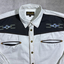 Load image into Gallery viewer, Vintage Atlas For Men Embroidered Cowboy Western White Cotton Long Sleeve Shirt