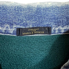 Load image into Gallery viewer, Vintage ST MICHAEL Marks & Spencer Colour Block Denim Collared Fleece Sweatshirt